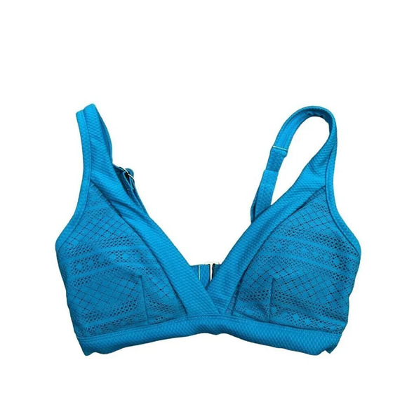 Sea Level Amazing Lace Cross Front Swim Bra Bikini Top Seafoam Blue Size 4 US - Picture 1 of 11